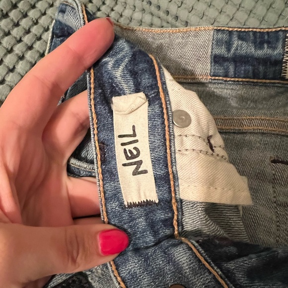 Elizabeth & James Textile Leather Patchwork Denim Jeans - Picture 8 of 9